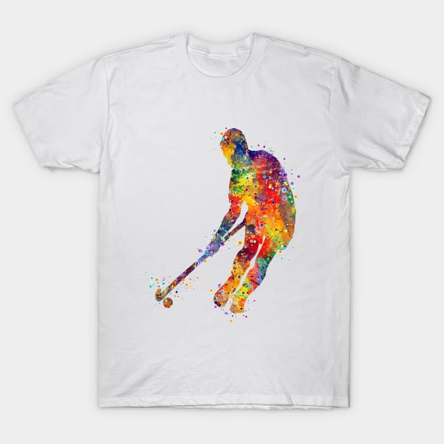 Boy Field Hockey Player Silhouette T-Shirt by LotusGifts